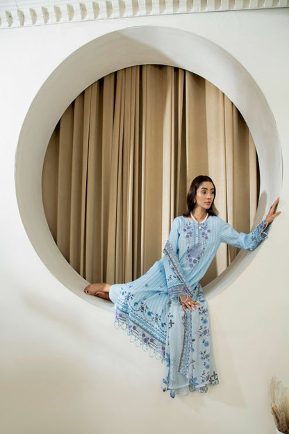  Embroidered lawn suit with matching dupatta