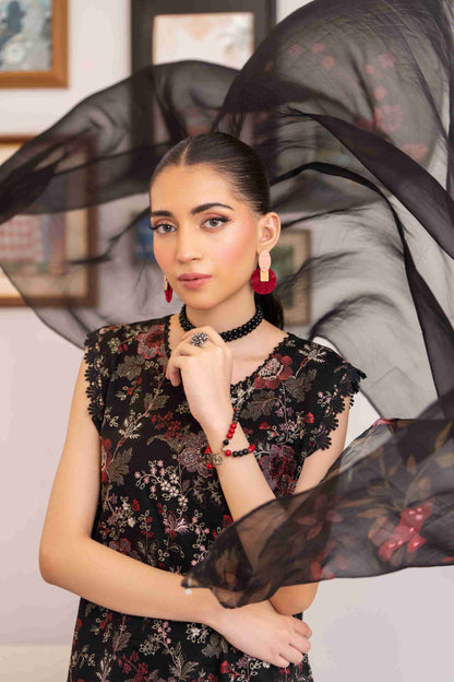 Unique embroidered lawn suit crafted with premium fabric and chiffon dupatta ideal for formal looks