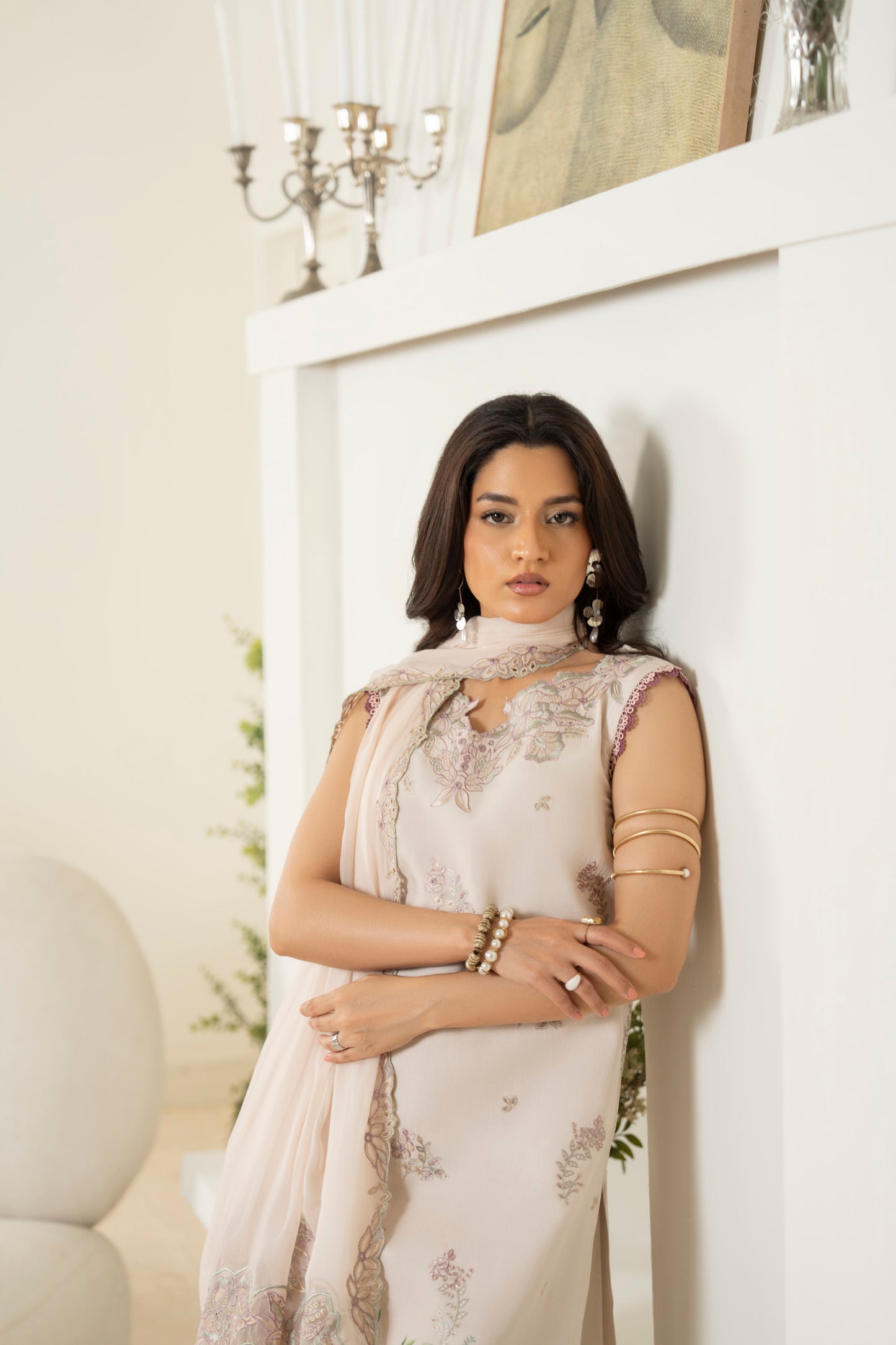 Elegant embroidered viscose outfit perfect for winter gatherings
