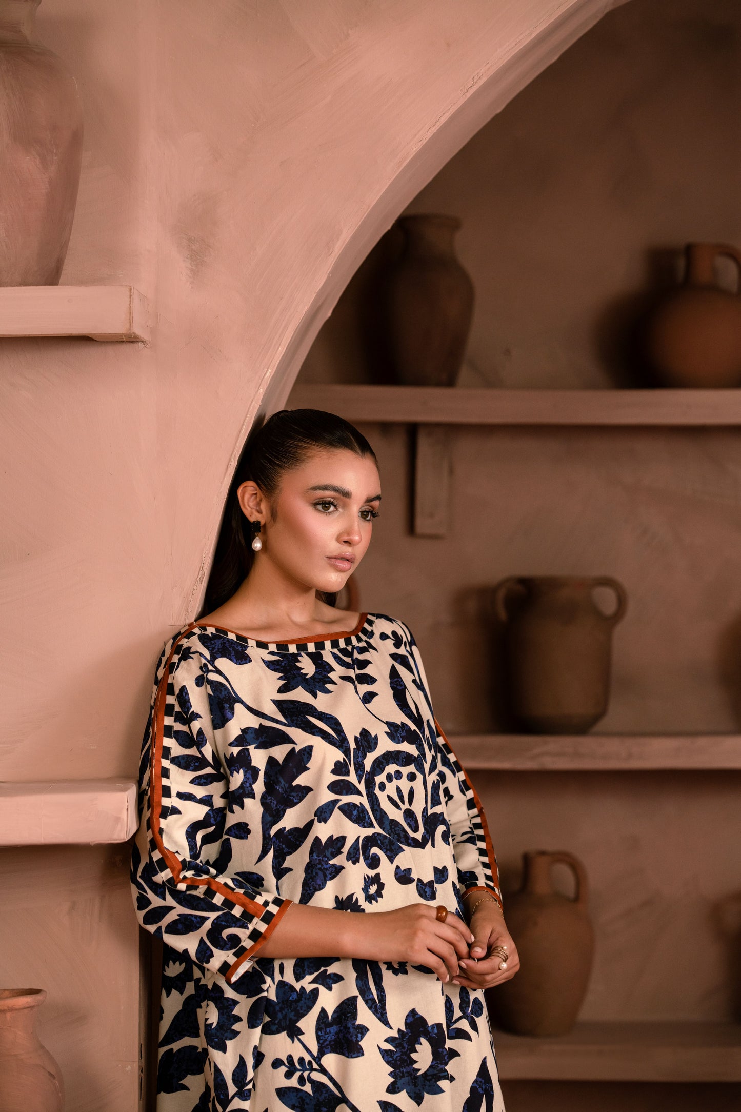 Wedding-style khaddar suit for girls with trendy printed details