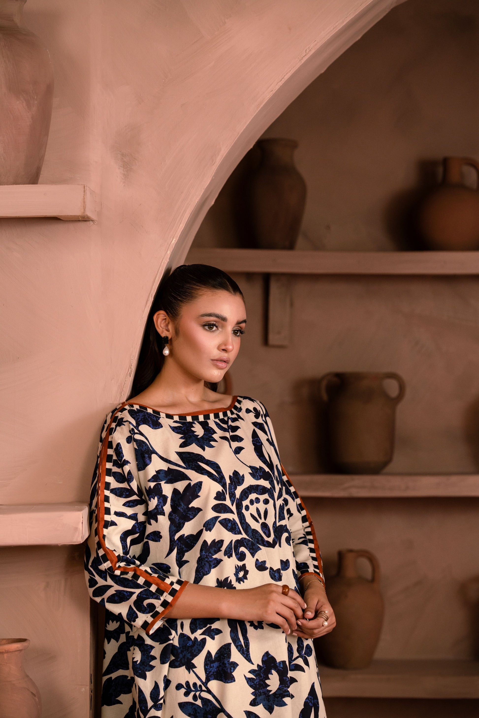 Wedding-style khaddar suit for girls with trendy printed details