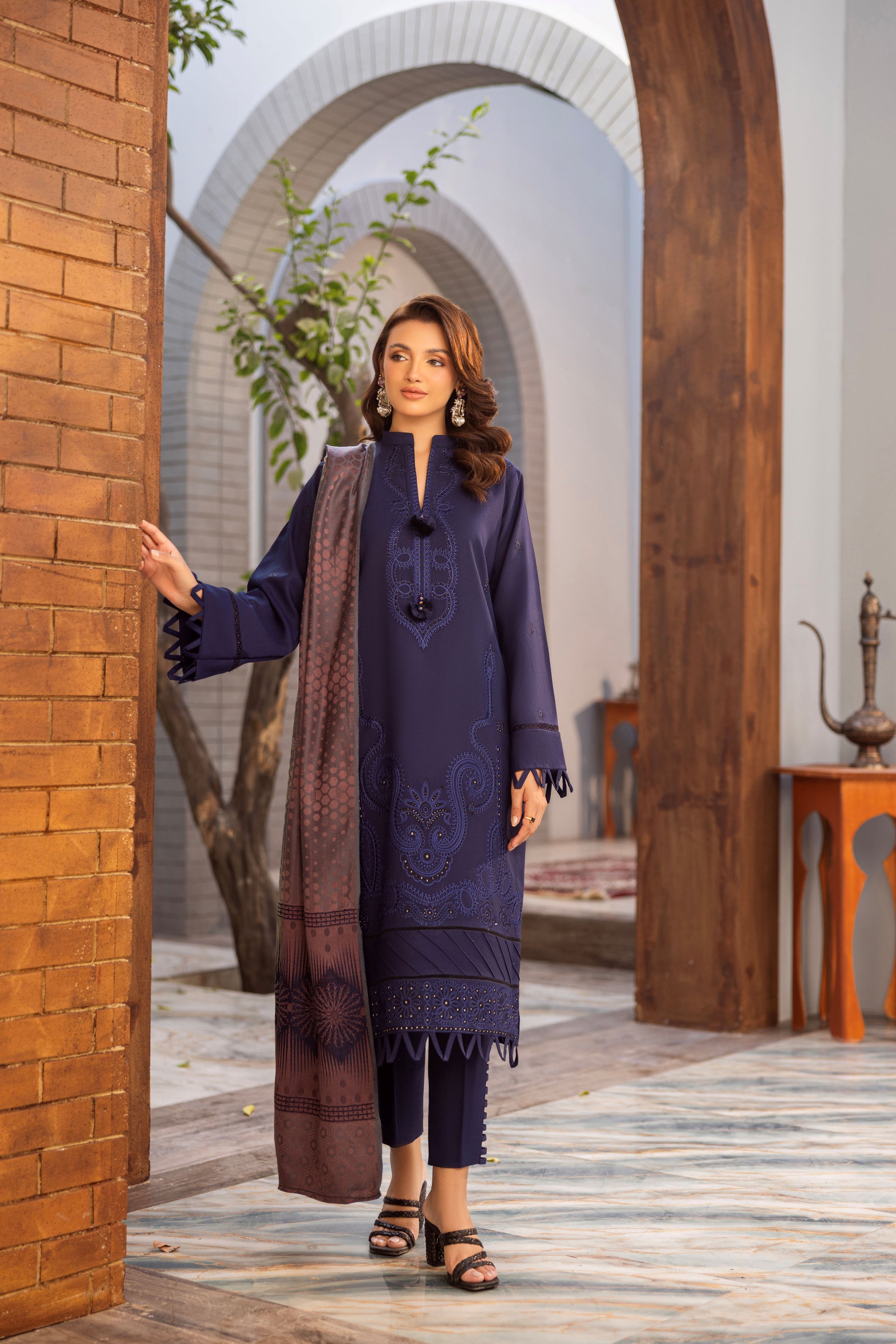 Ideal embroidered winter dress for festive wedding events