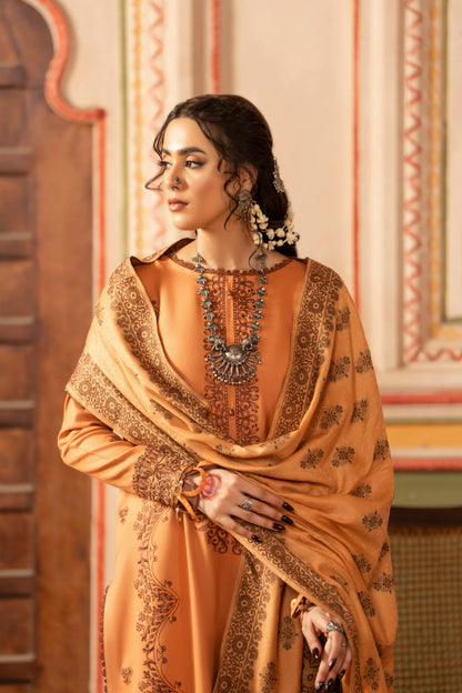Embroidered winter Dhanak 3PC ideal for wedding guests.