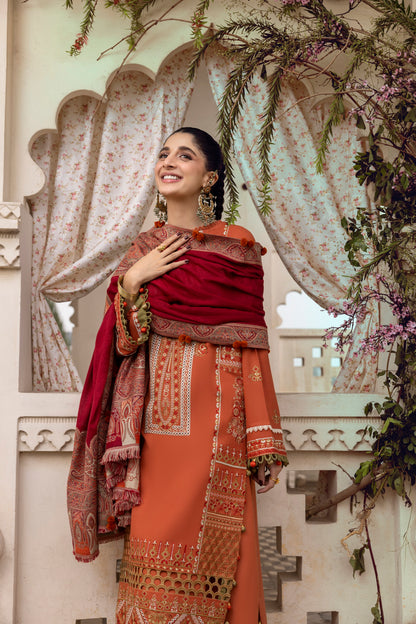 A soft Marina winter look paired with a warm shawl.