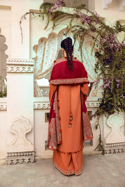 A warm, simple winter outfit with Marina embroidery and shawl.