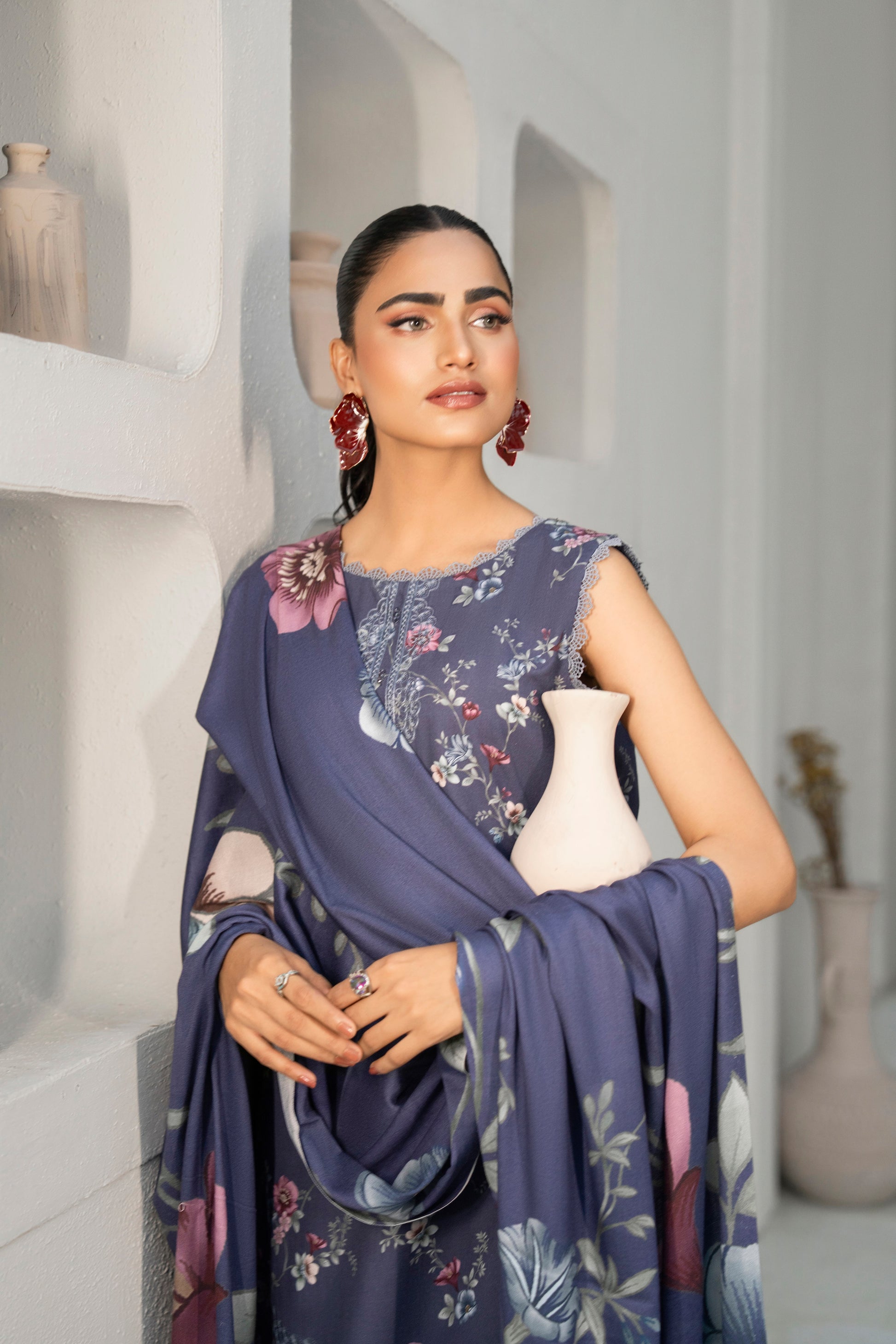 Stylish wool shawl outfit for cold weather