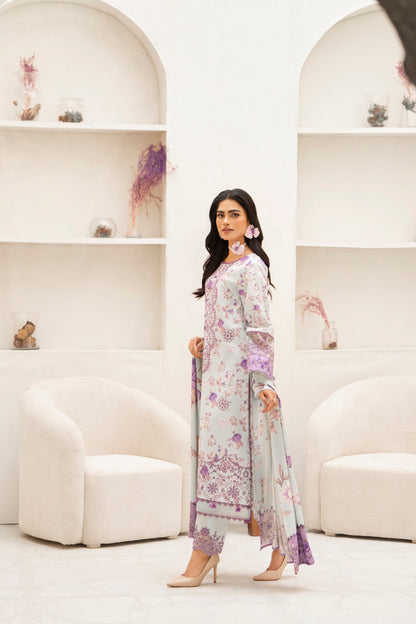 Warm printed khaddar dress with elegant embroidery