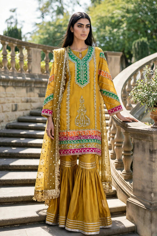 Luxury 3PC Embroidered Organza Suit | RE-04