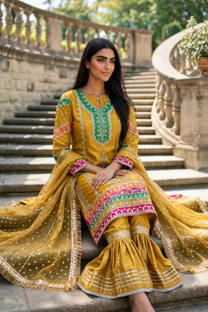 Luxury 3PC Embroidered Organza Suit | RE-04