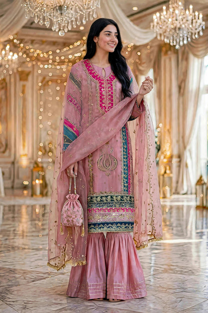 Luxury 3PC Embroidered Organza Suit | RE-02